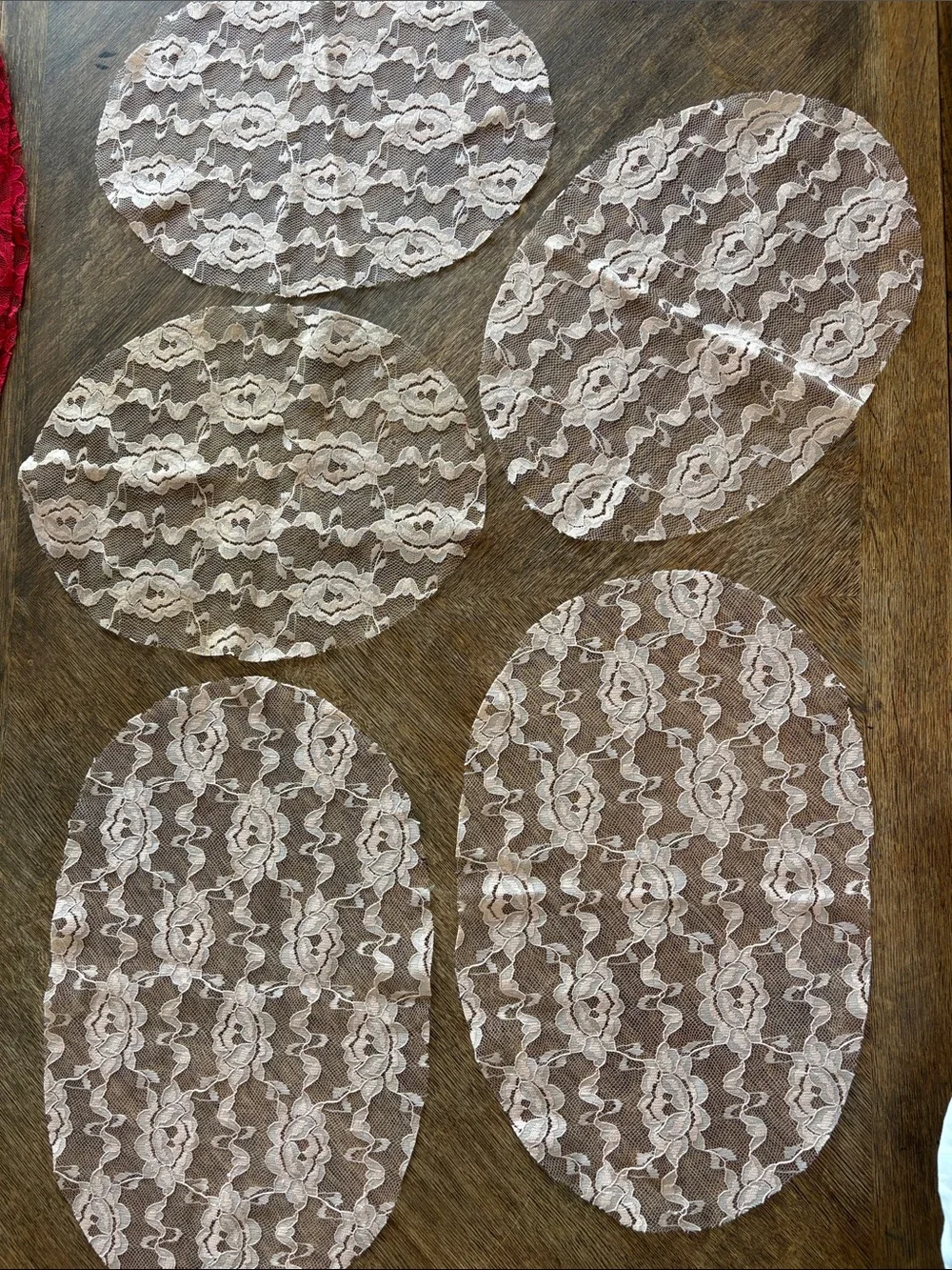 Vintage Red and Cream Lace Doilies and Placemats